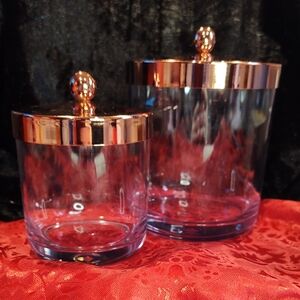 Elegant Plexi Glass Canister Set with Copper tone Lids